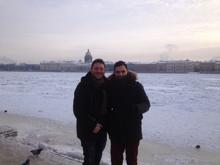 With my Greek friend Nik, next to the frozen Neva river