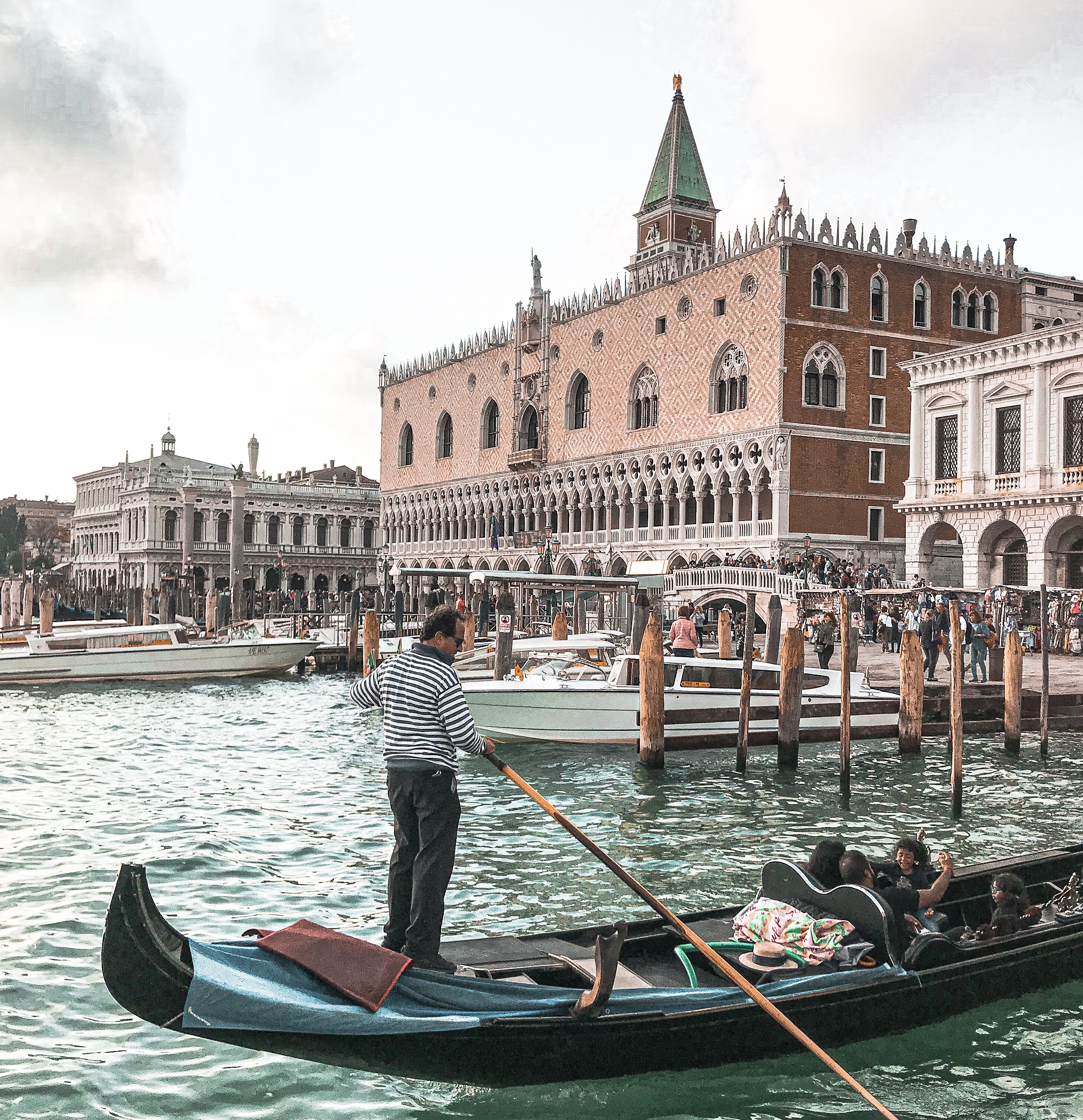 Photo taken on a traghetto, crossing the Grand Canal from Santa Maria Della Salute to San Marco.⁣